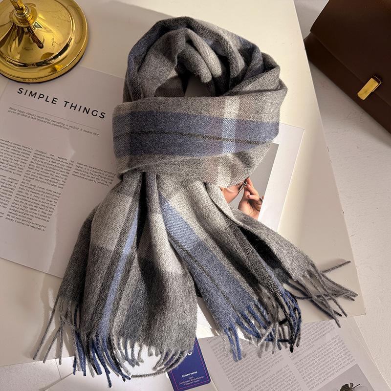 Wool  Women Scarf Luxury Cashmere Winter Blanket Wraps Casual Plaid Print Pashmina Bufanda Travel Poncho Stoles Echarpe