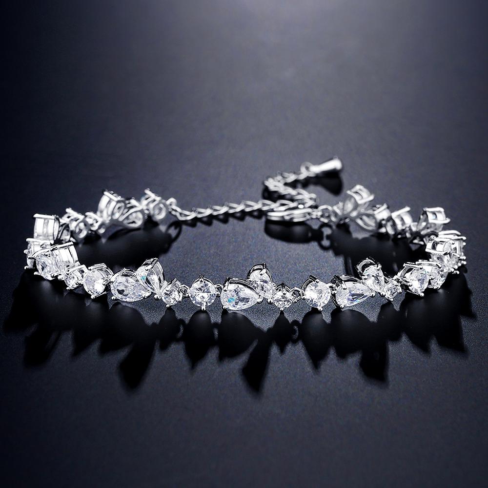 Uilz Fashion Luxury Full Zircon Bracelets for Women Charm Silver Color Crystals Bracelets Women's Wedding Party Jewelry