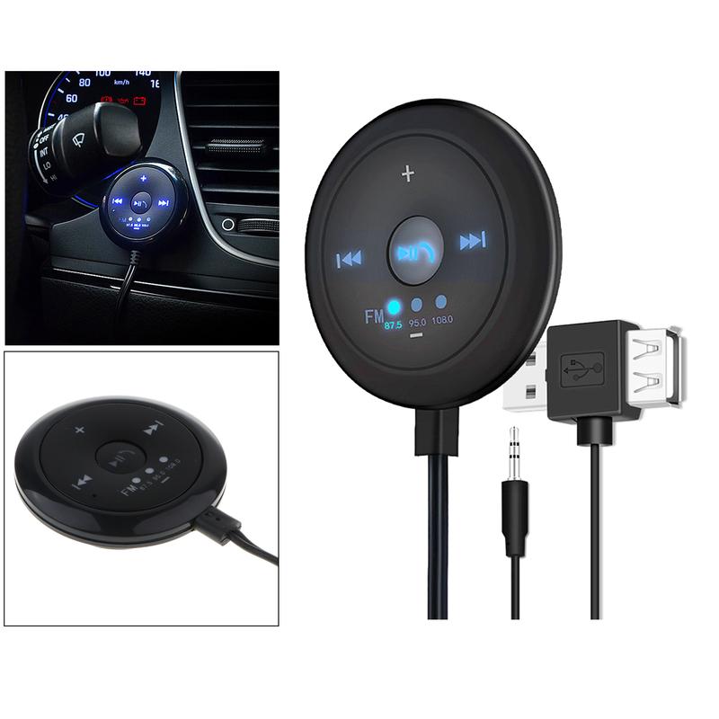 MagiDeal 2 in 1 FM Transmitter Base Bluetooth V5.0+EDR 5x5x1.7 cm for Car TV