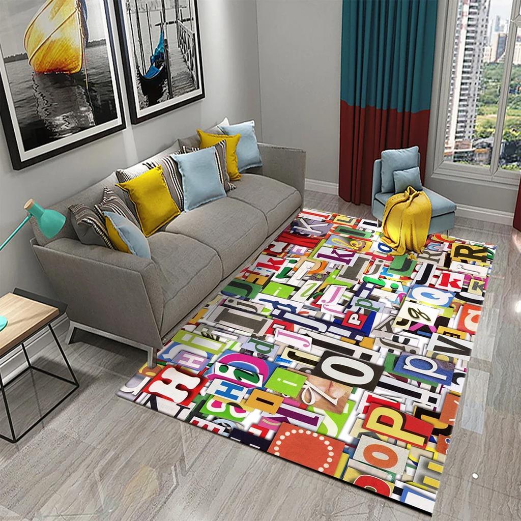 3D Letter Art Carpet Kitchen Bathroom Entrance Door Anti-Slip Mat Carpet Doormat Living Room Bedroom Home Decor Floor Mats Rug
