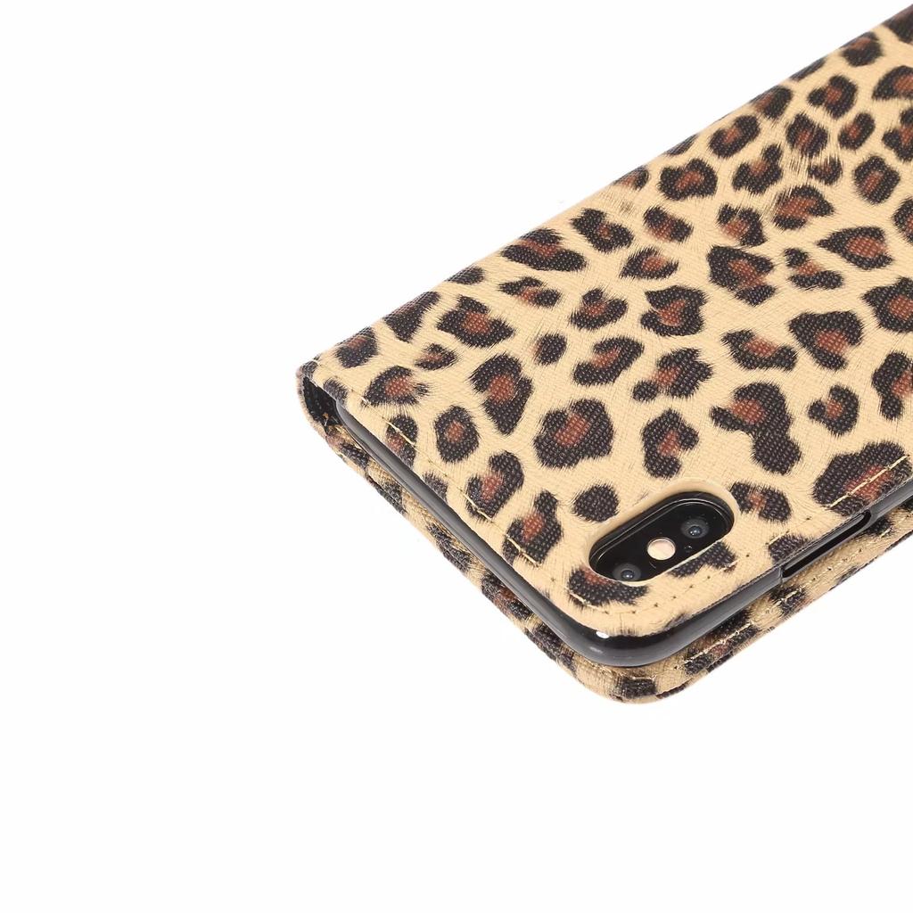 Applicable to iphone7/8plus leopard print leather case xsmax flip wallet storage card mobile phone case