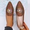 Large Size Women's Shoes New Flat Bottom Shallow Mouth Doudou Shoes Flat Bottom Rhinestone Pointed Single Shoes Women