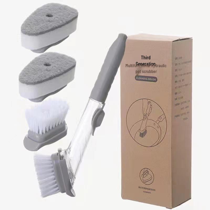 Automatic Liquid Dispensing Dishwashing Brush with Long Handle - Non-Stick Oil Cleaning for Kitchen