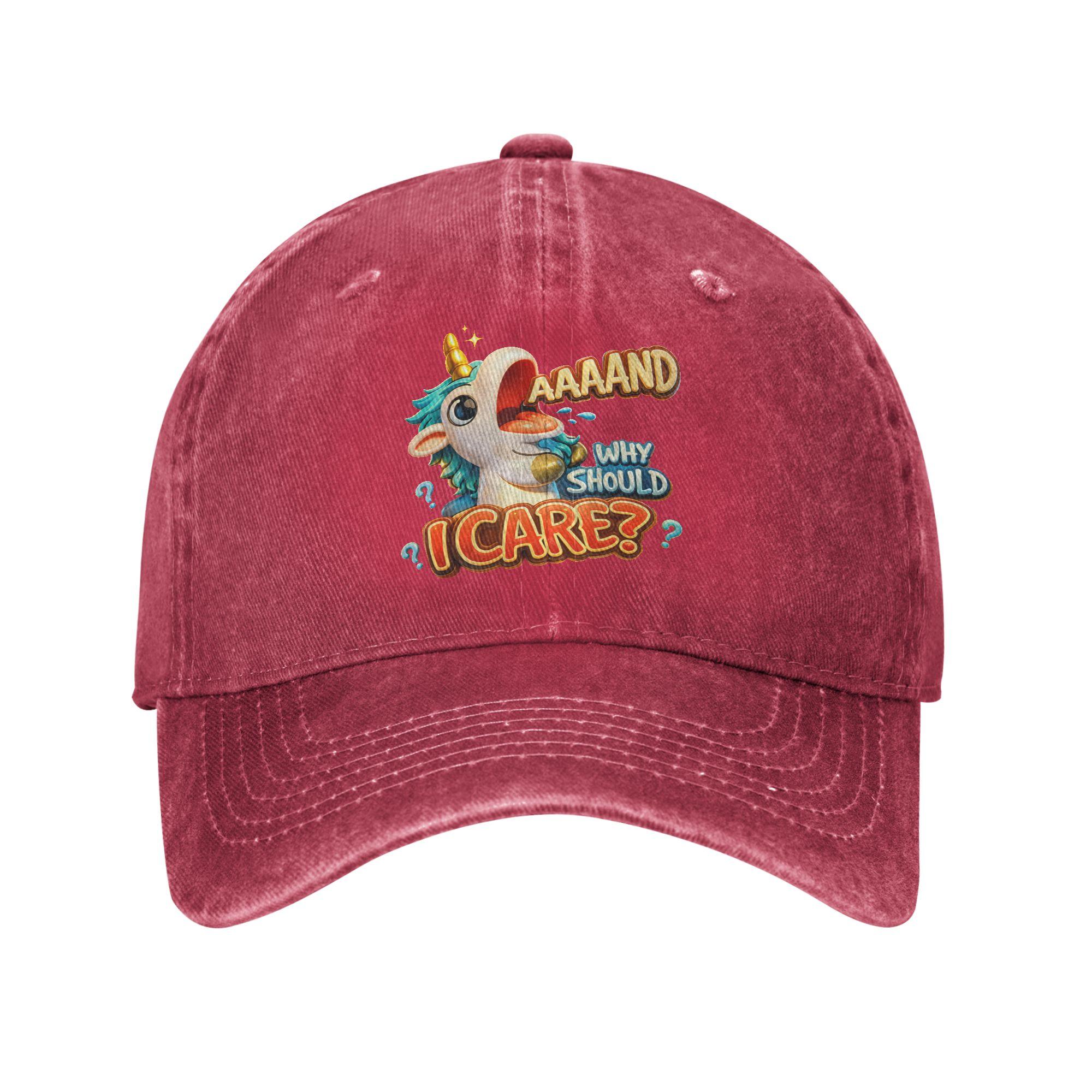 Yawning Snarky Annnd Why Should I Care Unicorn Casual Baseball Cap Kpop Rock Trucker Hat Summer Unisex Women Baseball Caps One Size
