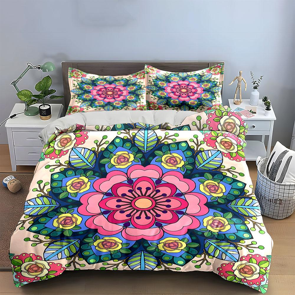 Blooming Mandala Elegance. Bedding Sets Duvet Covers Pillowcases(1* Duvet Cover 2* Pillowcases Without Duvet Insert)
