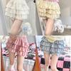 Fusta mini cu volane dulci Y2K femei Kawaii Lolita fuste cu fundă a linie Harajuku fustă japoneză cu talie înaltă roz alb rochie de bal