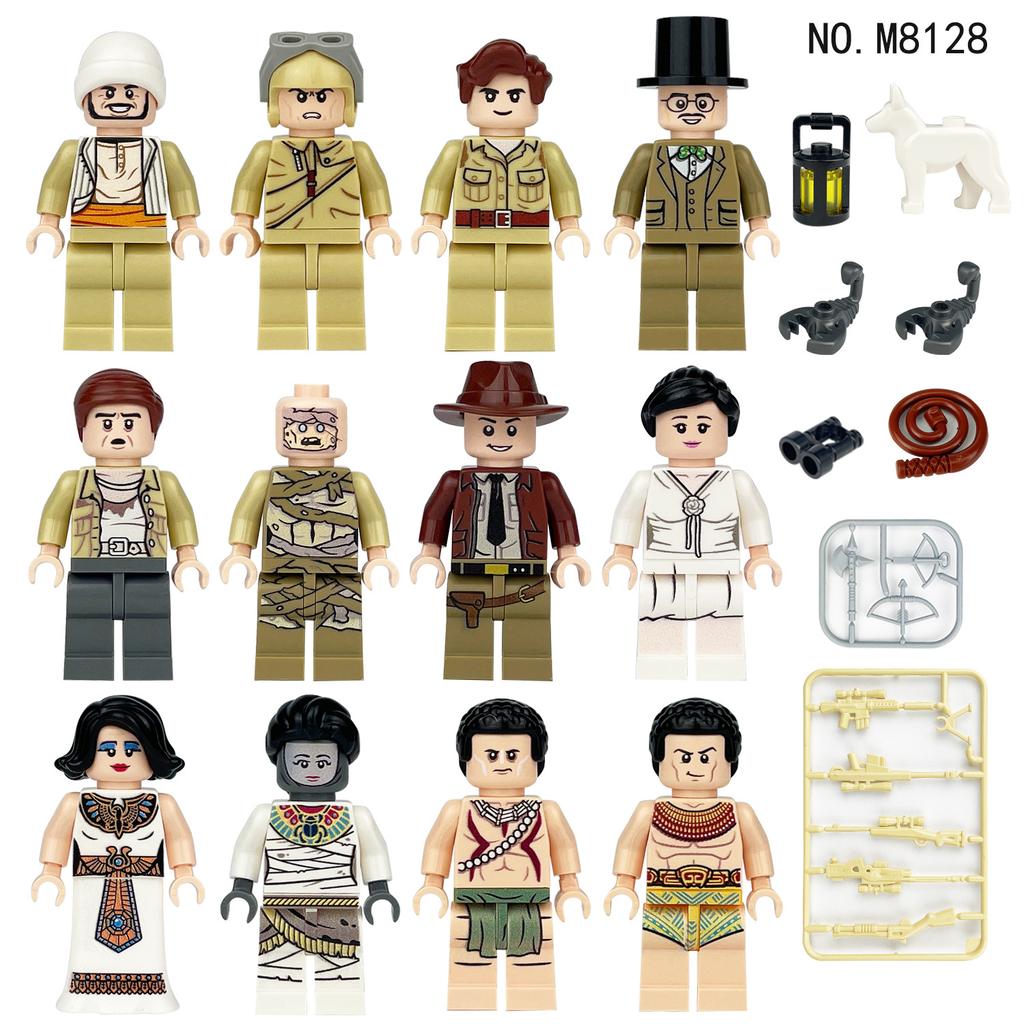 M8128 Adventure Raiders Building Block Doll Adventure Tribe Doll Small Particle Assembly Toy Bag