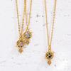 18K Vintage Saturn Gemstone Pendant Necklace with Zirconia Star on Stainless Steel Chain