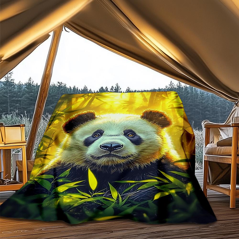 1pc Panda Bamboo Forest Outdoor Blanket Soft Flannel Cozy for Travel & Camping All Season