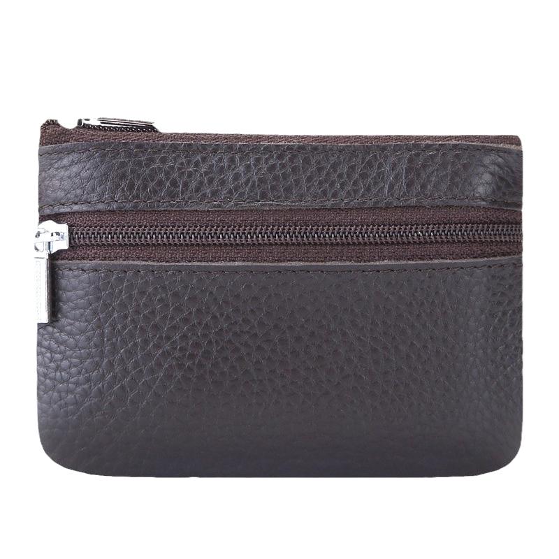 

Leather 2 Zipper Coin Purse Wallet With Card Slots, Coin Organizer, Change Holder,Card Case, Leather Zipper Storage Bag For Men кофейный
