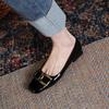 Fashion Flat Shoes for Women 2025 New Spring and Autumn Metal Buckle Square Toe Shallow Flat Large Size Casual Women's Shoes 41 42 43
