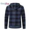Cozy Up Men Sweater Coat  Autumn Winter Thick Warm Hooded Plaid Wool Sweater Cardigan  Zipper Fleece Coat Men
