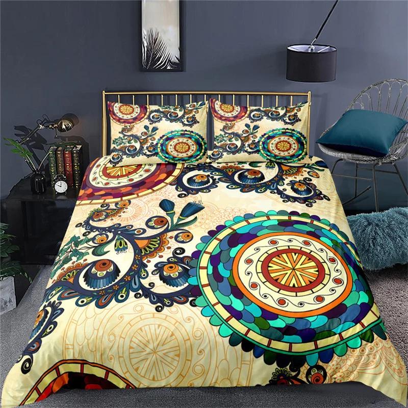 Mandala Duvet Cover Set Twin King For Girl Teen Bohemian Floral Bedding Set Microfiber Exotic Tribal Paisley Flowers Quilt Cover