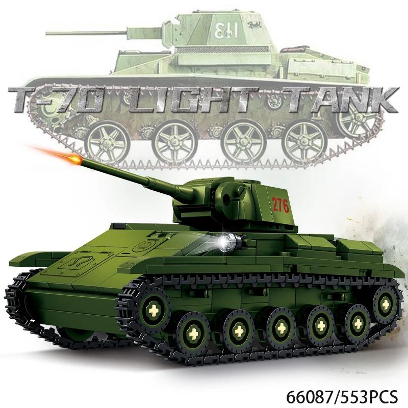 Tank Destroyer T-70 Light Tank Puzzle Assembled Building Blocks Soviet Armored Vehicle : Building Block Model Toy