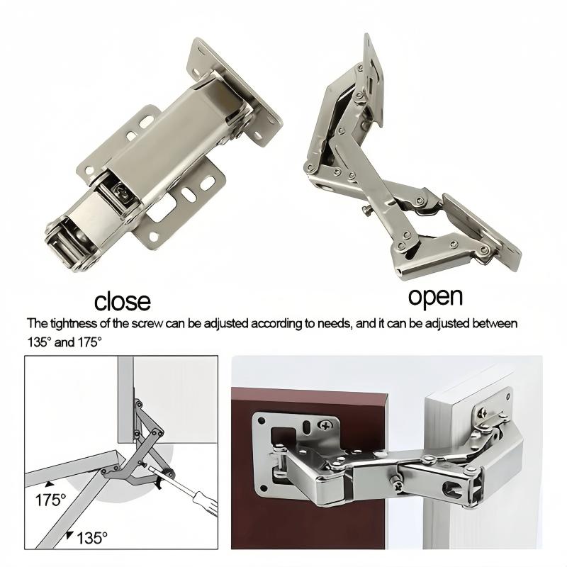 1Pcs Heavy 175°Without Punching Cabinet Door Adjustable Invisible Hydraulic Buffer Hinges W/Damping