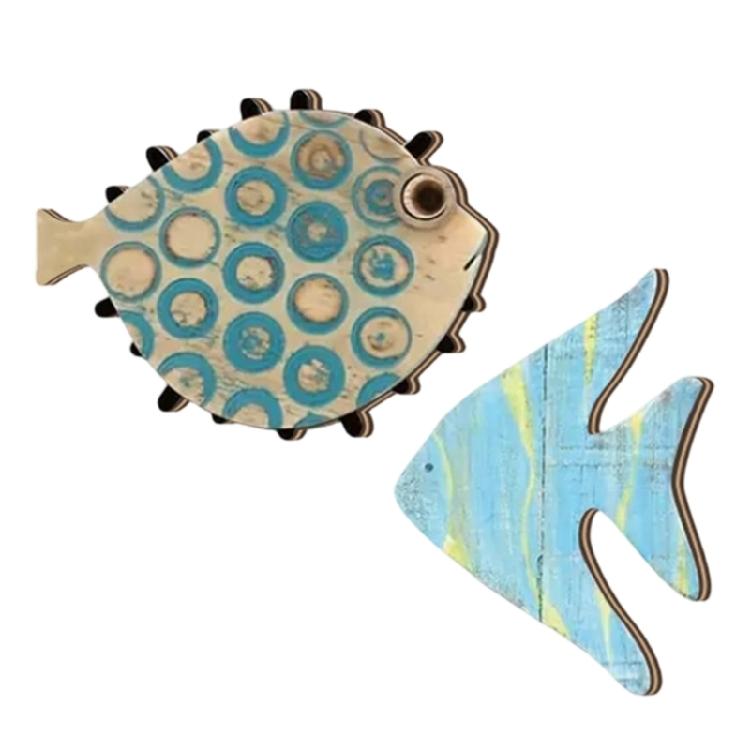 Mediterraneans Wood Fish Wall Decors Hanging Plaques Ornaments Coastal Theme Nursery Beach House Cottage Accent Gift