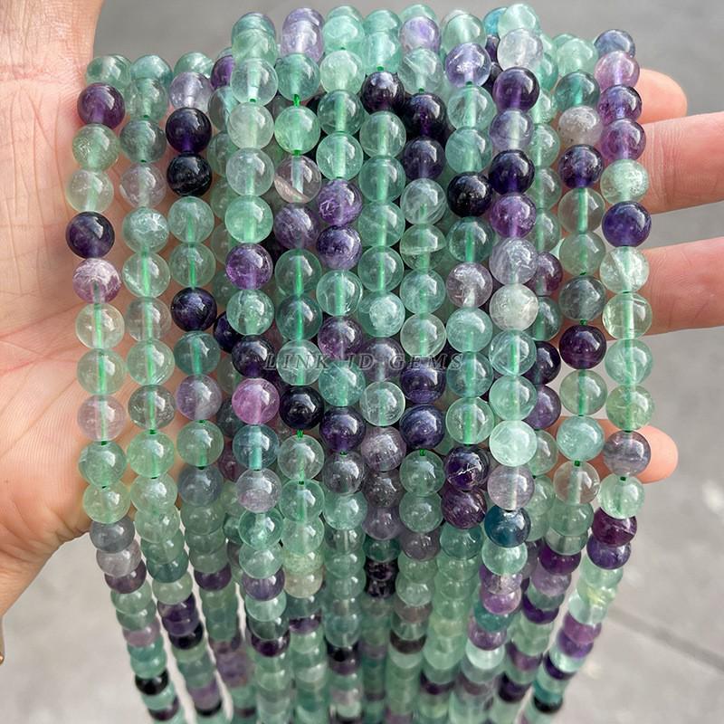 Jingde Jewelry Natural Green Fluorite Round Bead Bracelet - Semi-Finished Loose Beads for DIY Jewelry Accessories