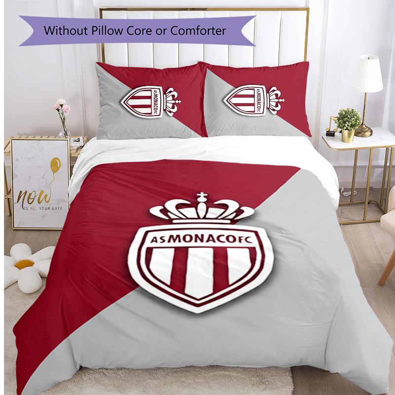 Monaco FC Printed 3PCS Bedding Set Breathable Duvet Cover with Pillowcases Decorative Bed Linen for Bedroom Home