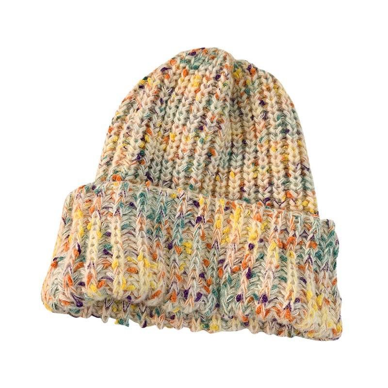 Trendy Mixed Color Slouchy Beanie Classic Coldproof Warm Skull Cap Thick Knit Hats Beanies For Women Autumn & Winter
