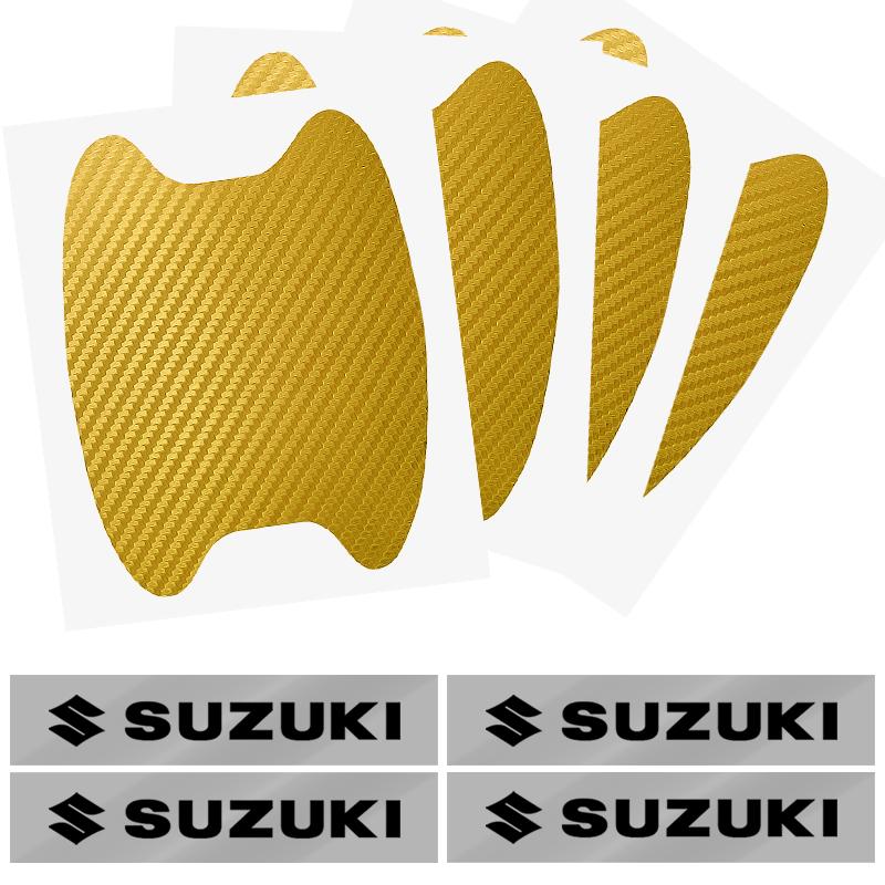 8pc Car Door Sticker Carbon Fiber Scratches Auto Handle Protection Film For Suzuki Jimny GW250 Samurai Vitara Swift Baleno SX4 Ignis Alto Splash Swace