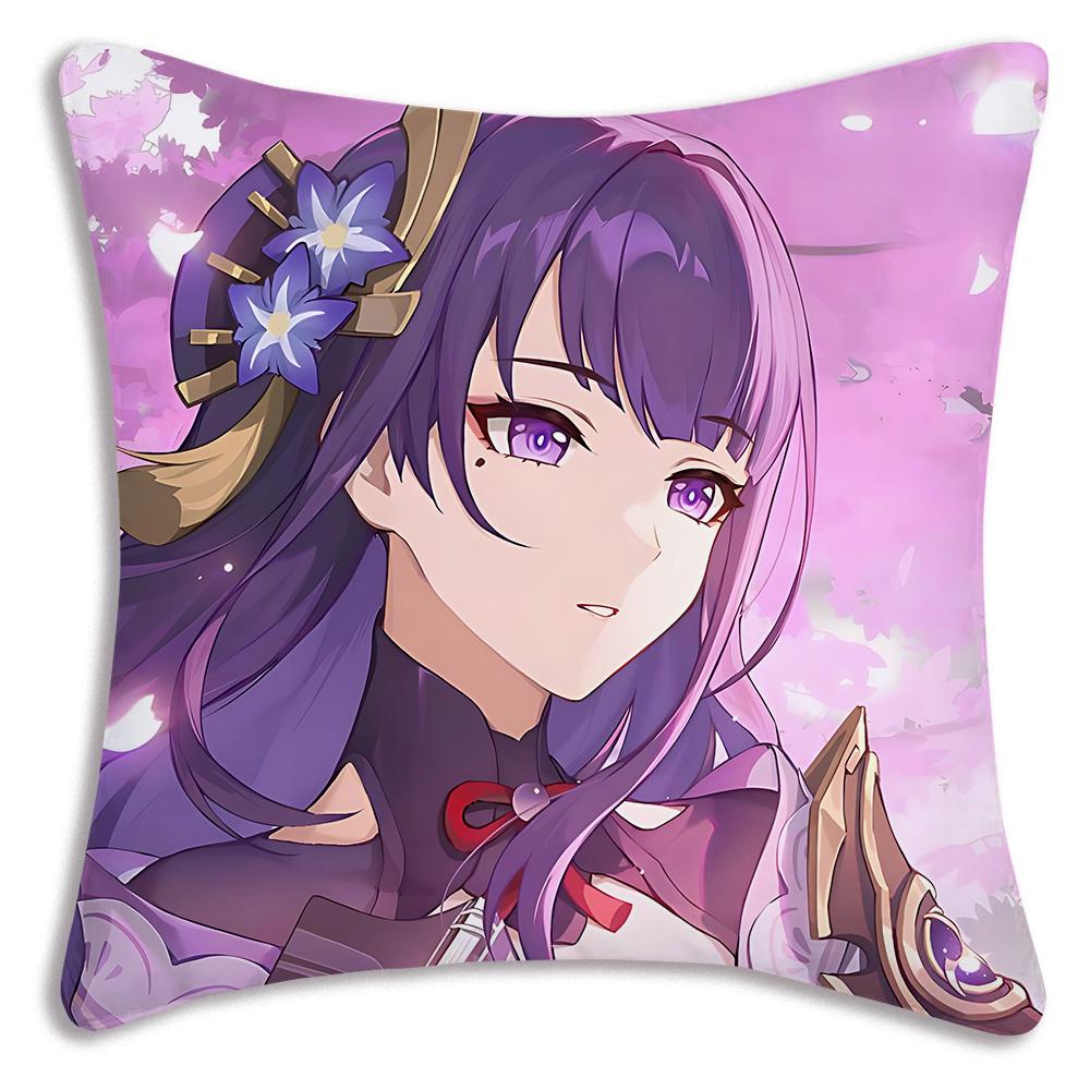 Anime Genshin Impact Pillow Covers Cartoon Sofa Decorative Home Double-Sided Printing Short Plush Cute Cushion Cover