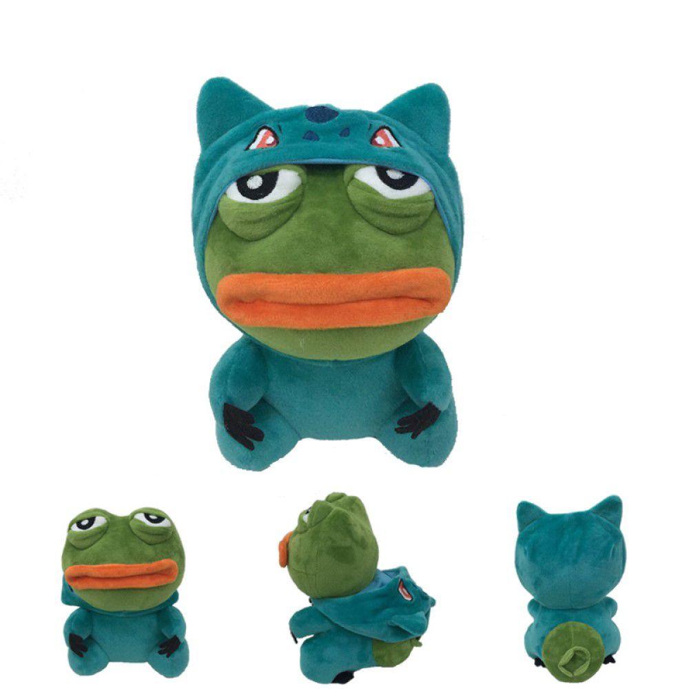 Pepe The Frog Pokemon Bisasam Trauriger Frosch Anime Kuscheltier 23cm Weicher Plüsch PP-Baumwollkissen