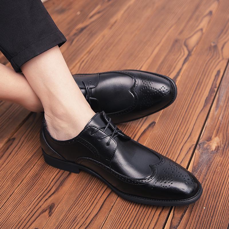 Men’s Derbys Dress Formal Business Shoes Men Street Style Brogues Tuxedo Wedding Blazers Saddle Shoes Large Size