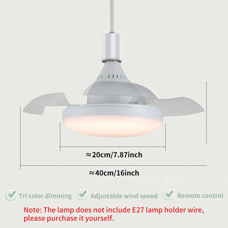 

New Smart Invisible Ceiling Fan with Lamp & Remote Control E27 Base Retractable Blades Ceiling Socket Fan Bedroom Study Lighting 85V-265V
