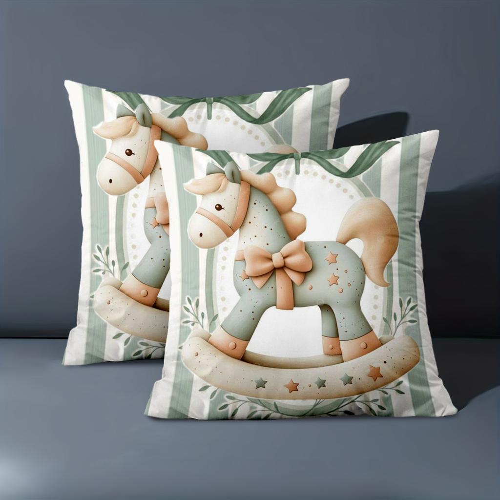 1 Pieces Cute Rocking Horse Pattern Decorative Throw Pillow Polyester pillowcase, sofa decorative cushion cov Headboard Pillow