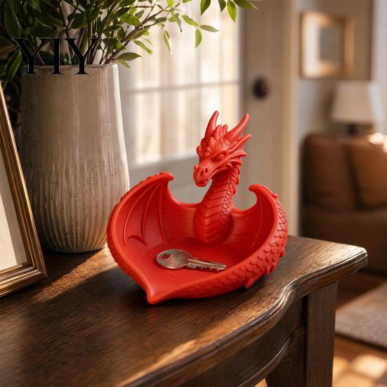 New Chinese Style Decor 3D Printed Dragon Storage Box, Modern Desk Organizer for Keys Jewelry Unique Gift Idea Candy, Flying Figurine Home Office,