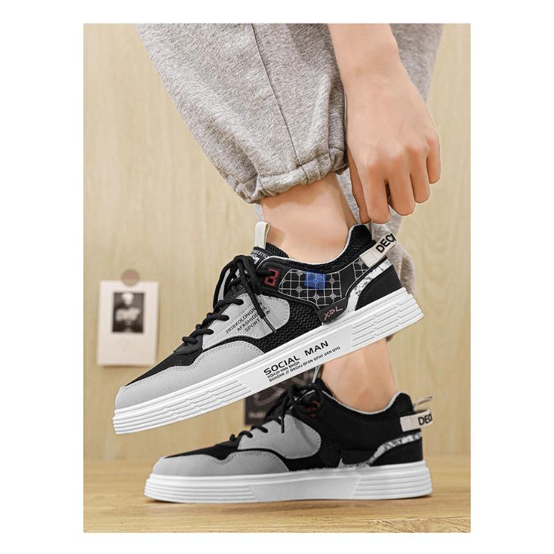 Men‘s Canvas Low-Top Mesh Sports Casual White Student Men‘s Board Shoes Versatile.