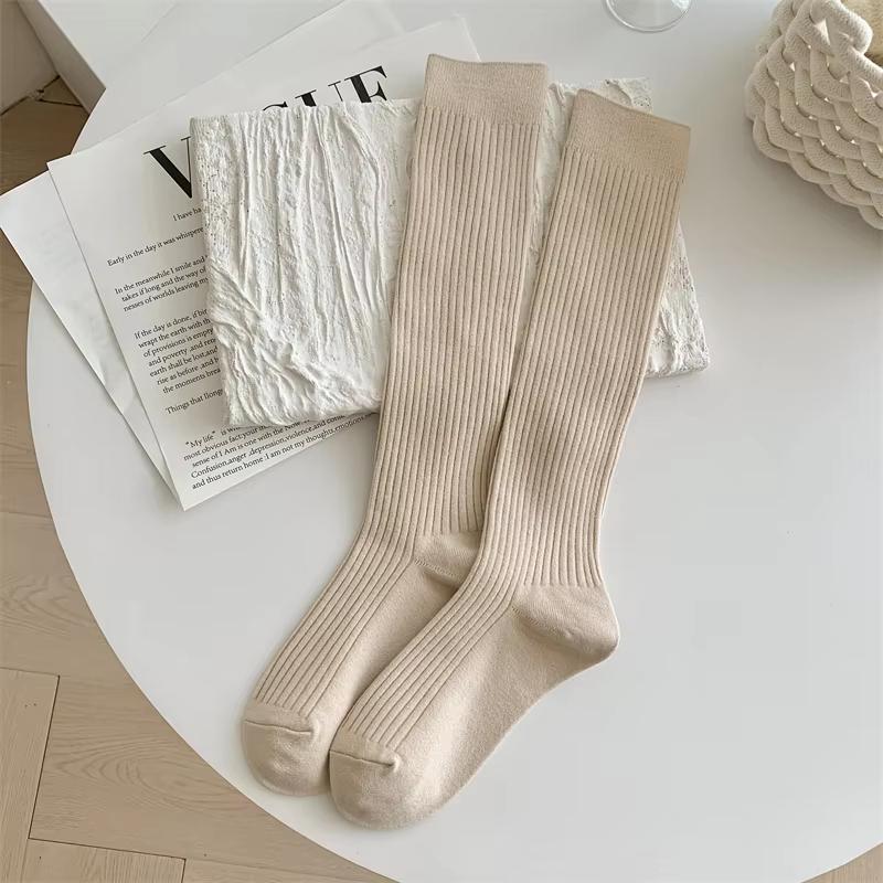 Retro Damenstrümpfe Neue Mode Herbst Lässig Einfarbig Japanischer Stil Warme Socken für Frau Weiche Winter Kniestrümpfe Lang