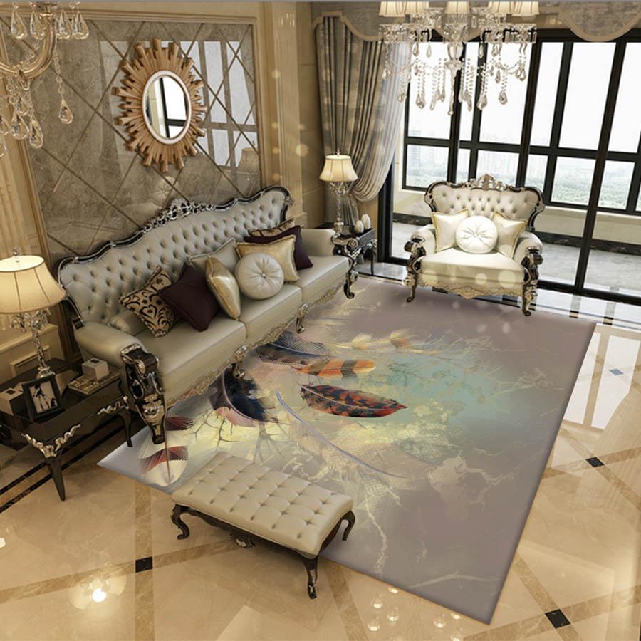 Light Feather White Yellow Pattern Carpets Rug Carpets For Room Rug Carpet Kids Room Mechanical Wash