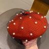 Pearl Wool Beret for Women Retro Beanie Caps Pumpkin Hat Painter Hat  Banquet