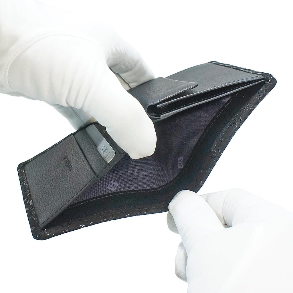 Inden Leather Billfold Black with Black Deer [Inden-ya] Bi-fold Wallet, Z, Thin, Compact, Deerskin, Lacquer, Pattern, 2013-01-165