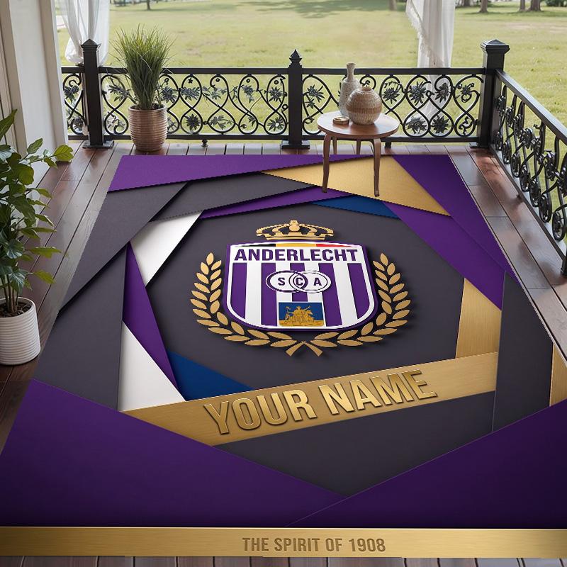 Custom Text Printed Rug Anderlecht FC Non Slip Floor Carpet For Home Room Decor