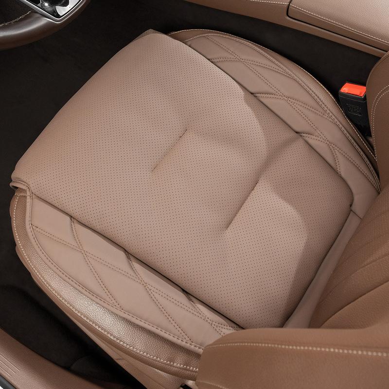Nappa Leather Car Seat Cushion Rear Integrated Lumbar Support for All Seats Breathable Ventilated Comfort Auto Accessories Front seat cushion A