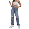 Women's Straight Leg Jeans - High Waist Slim Fit Denim Pants