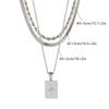 Stainless Steel Three Layer Pendant Necklace Square Star Minimalist Jewelry