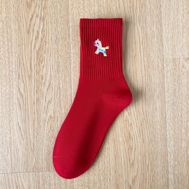 

Красные носки для мужчин и женщин, Новогодние осенне-зимние носки до середины икры, Длинные носки, Большие красные носки 1 pair