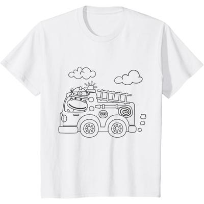 Kinder Nilpferd Im Feuerwehrauto Malvorlagen Weiß Für T-Shirt