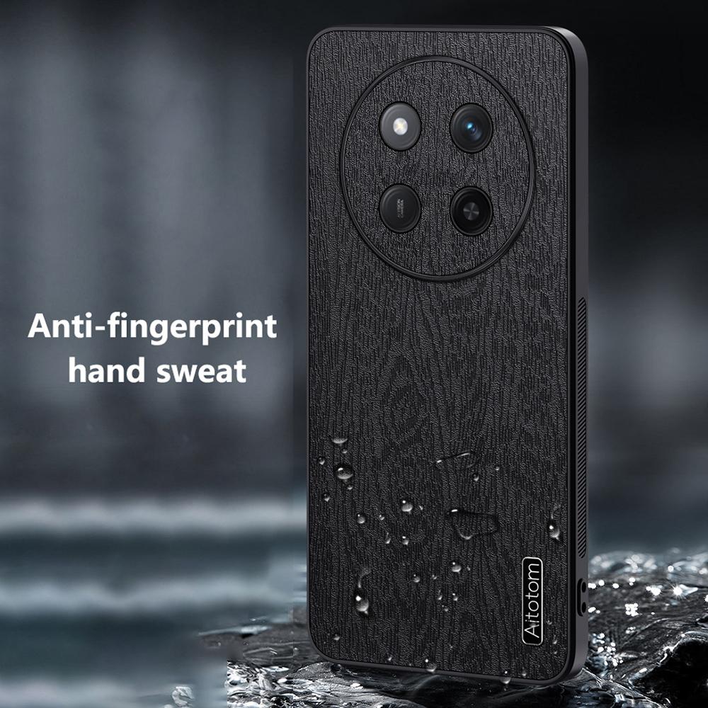 For Honor X60 Pro 5G Case Wood Texture PU Leather Coated PC+TPU Phone Cover