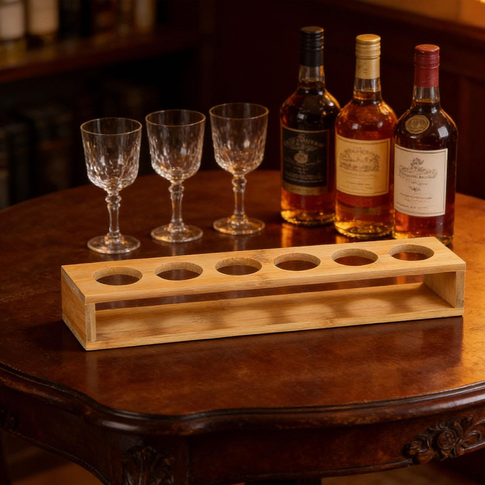 

Glass Holder Glasses Organizer Base Display Rack Tasting Serving Tray for Cabinet коричневый