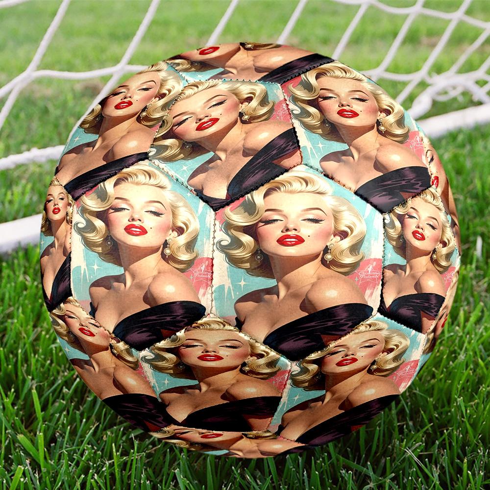Marilyn Monroe Print Size 5 Soccer Ball, Standard Match Football for Sports Game and Team Practice, Ideal Gift for Soccer Fans