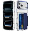 Transparent Card Slot Bag Holder Phone Case for IPhone 18 Pro Max 16 15 14 Heacy Duty Shockproof Anti Scratch Protection Hard Acrylic Cover