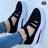 Summer hollow sandals women's platform casual breathable Velcro wedge heel women's shoes