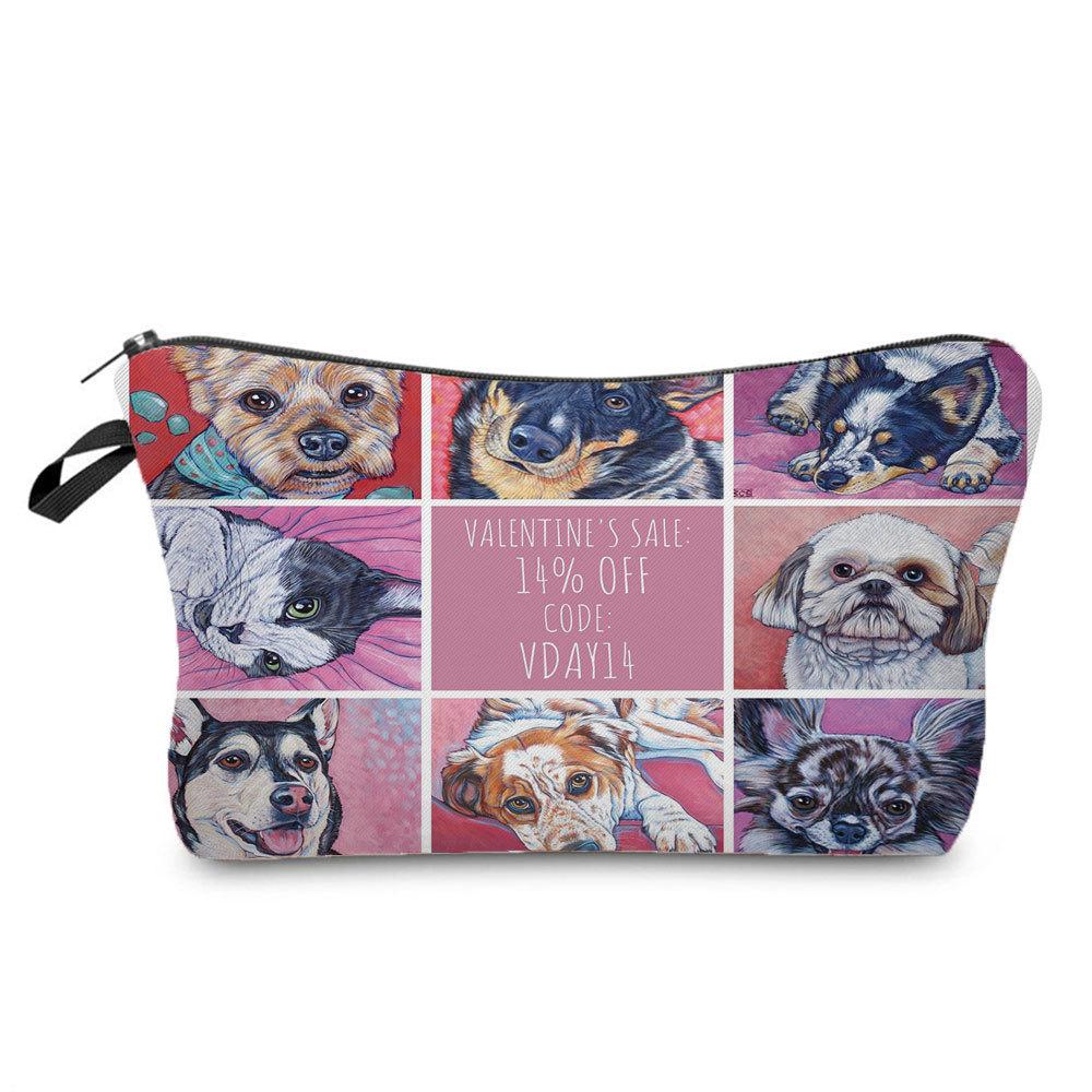 Women Dog Print Cosmetic Bag Toiletries Organize Travel Storage Case 6773