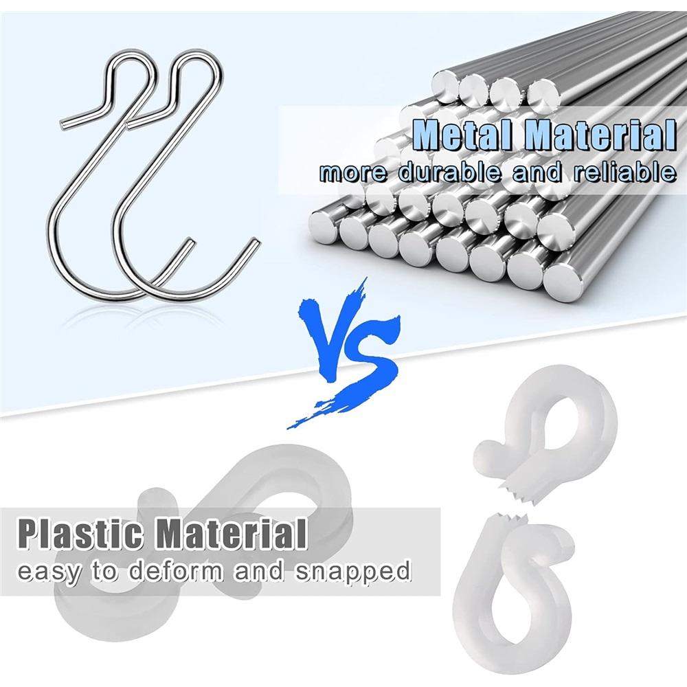 60 Metal Grooved Hooks Christmas Lights Hooks Weatherproof Light Clip Hooks For Hanging Christmas Decorations Outdoor String Lights, Party Decorations