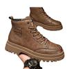 Men Boots Autumn Leather Waterproof Mid-top Sports Shoes New Fashion Ankle Boots Casual Outdoor Hiking Boots Shoes Male Sneakers