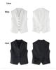 Xin Ge Stylish Black Sleeveless Suit Vest & Pleated Linen Skirt Set